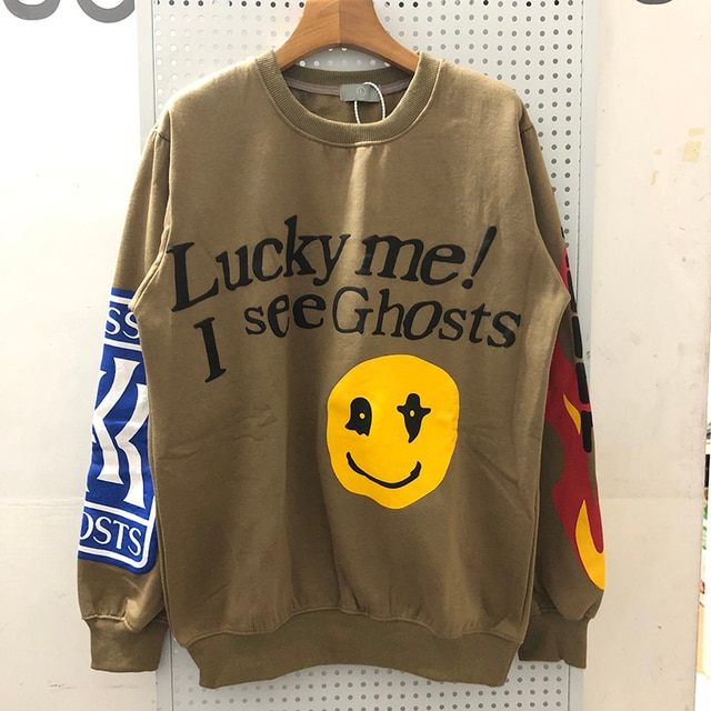 Kanye West Lucky Me i See Ghosts Hoodie Smiley Face Sweatshirts 2
