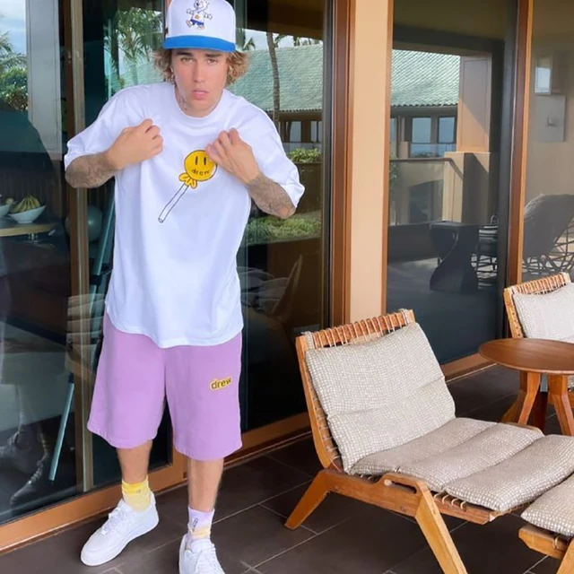 Justin Bieber Brand Smiley DREW O Neck T Shirt 1