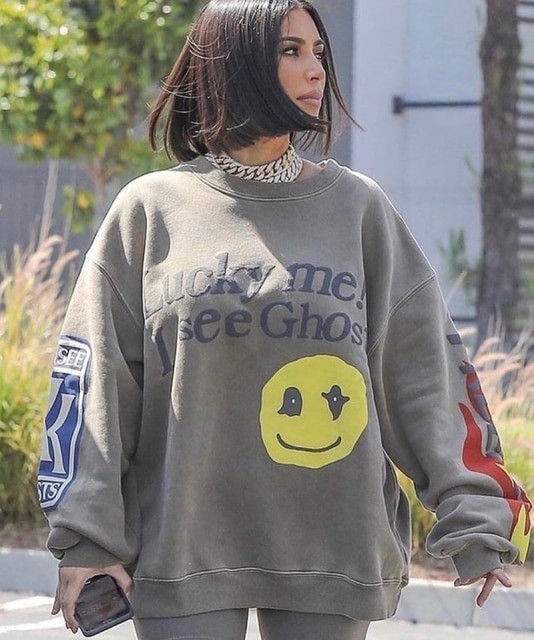 Kanye West Lucky Me i See Ghosts Hoodie Smiley Face Sweatshirts 1