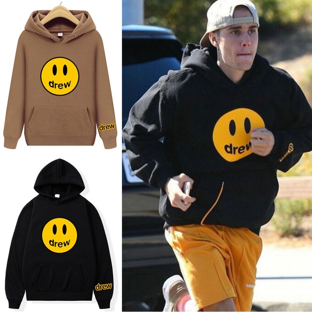 DREW House Justin Bieber Smiley Patchwork Fleece Hoodie 1