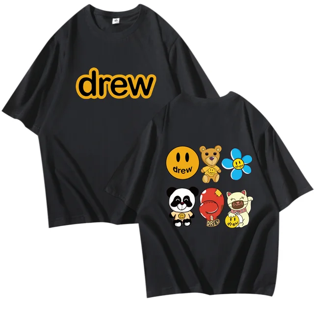 Justin Bieber Drew T-Shirt Short Sleeve Black O-Neck 1